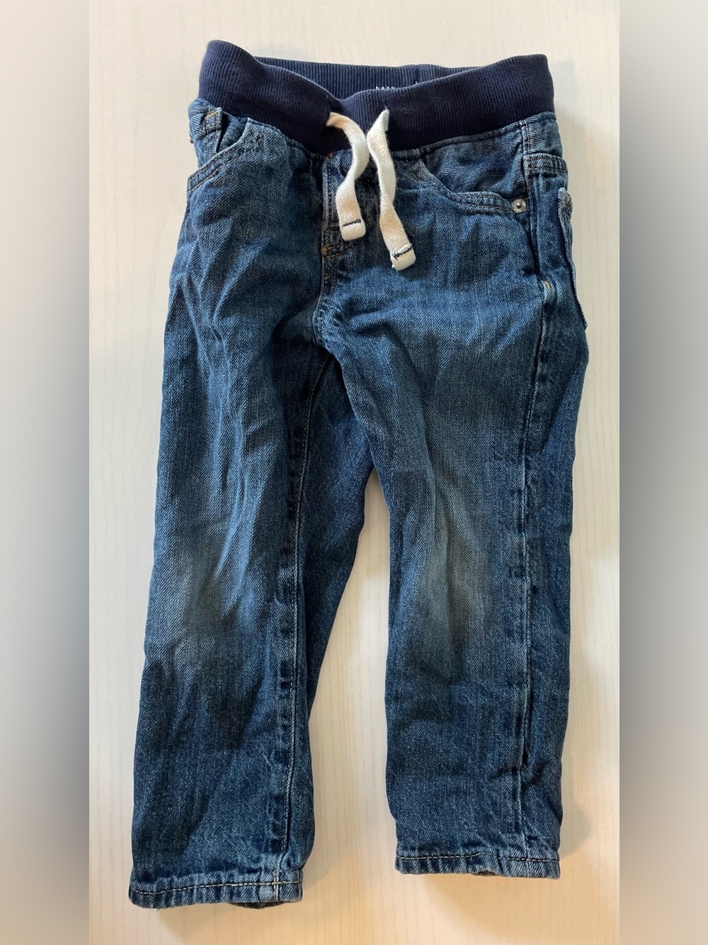 GAP Slim Straight Dark Blue Denim Jeans with Navy Waistband